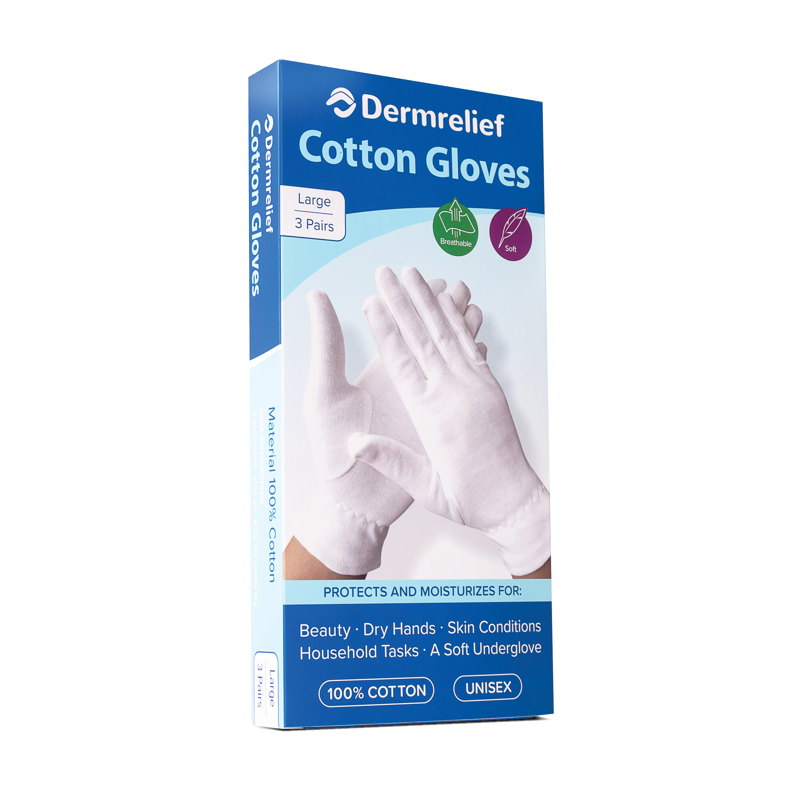 Cotton Gloves 3 Pack - Dermrelief